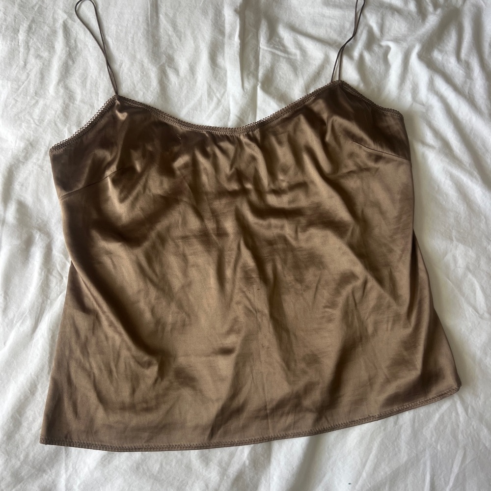 Elie Tahari Brown Tan Fitted Camisole with Spaghetti Straps